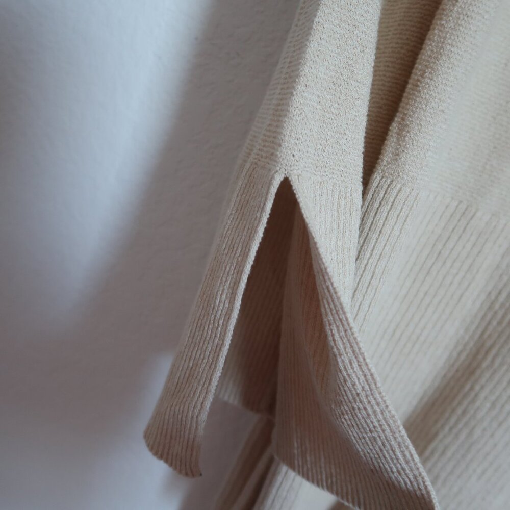 Free People Sweater Criss-Cross Front Knit Tunic Side Slit Linen Blend Cream - Picture 7 of 8